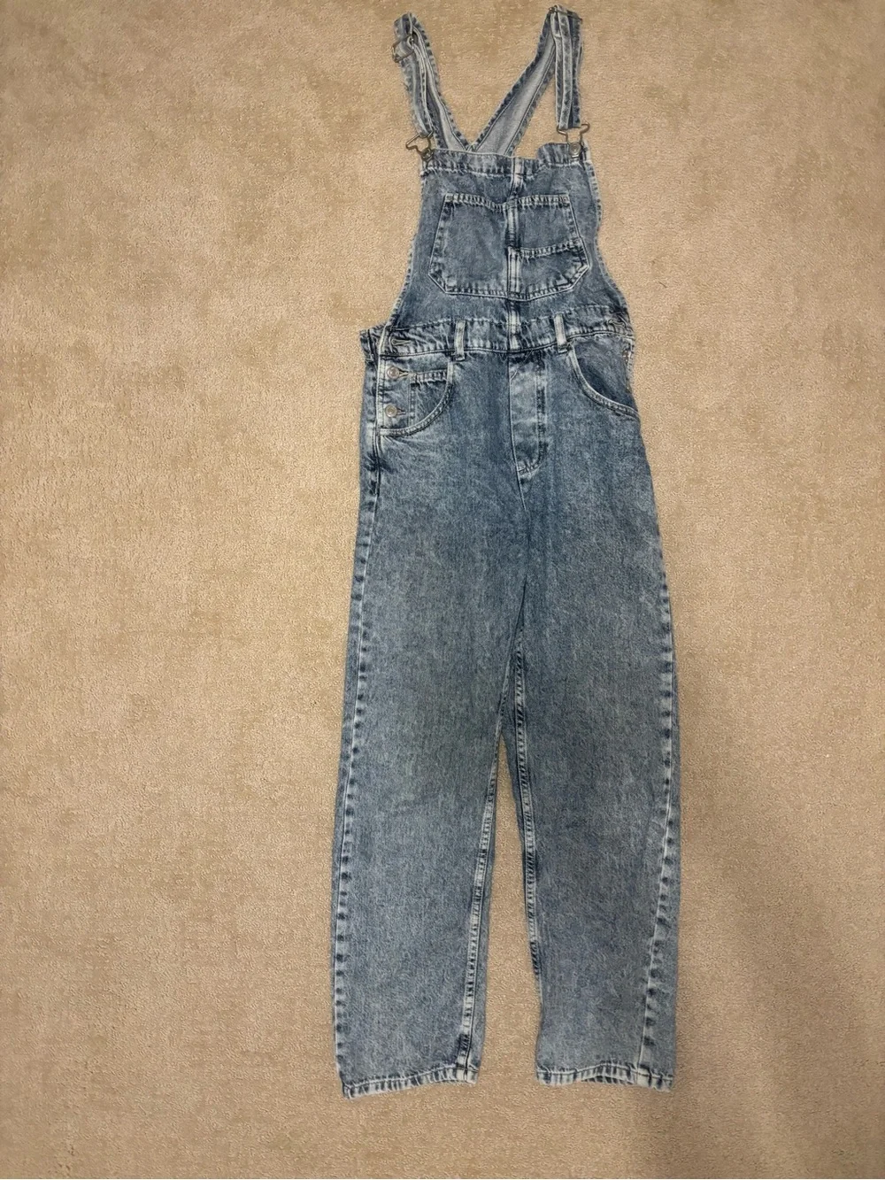 Free People Women's Blue Denim Overalls